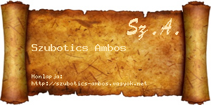 Szubotics Ambos névjegykártya